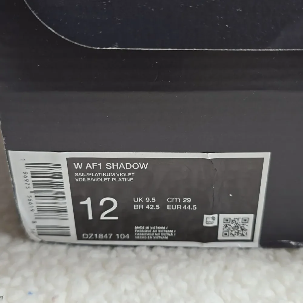 Nike Air Force 1 Low Shadow Sail Platinum Violet Women's Size 12